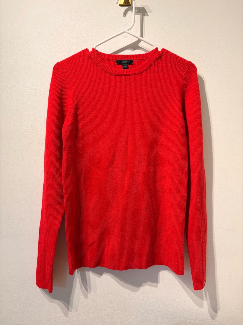 J. Crew Women’s Merino Wool Ribbed Crewneck Red Sweater Size Medium